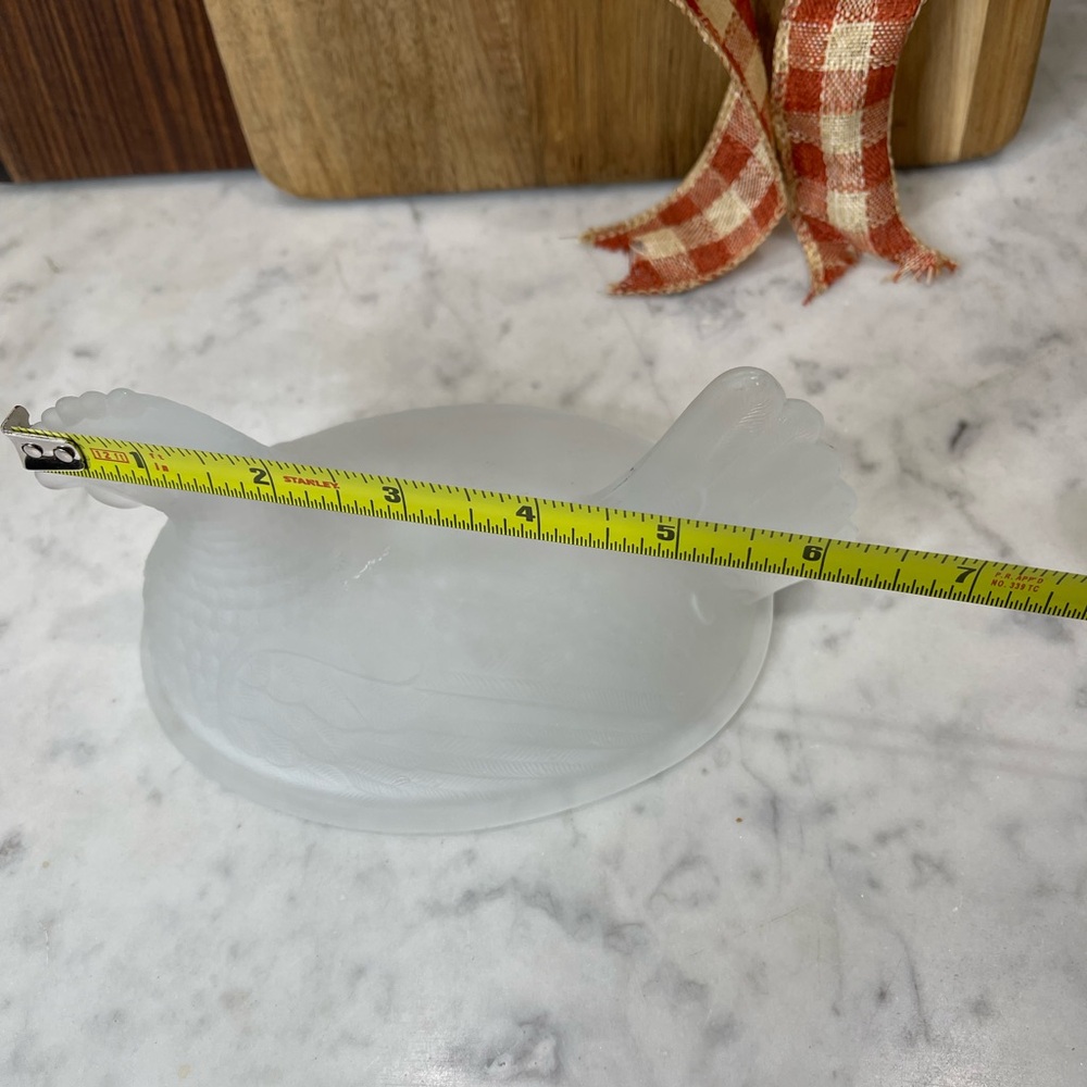 Rare Vintage Indiana Glass Clear Satin Glass Hen on Nest TOP ONLY - Picture 4 of 4